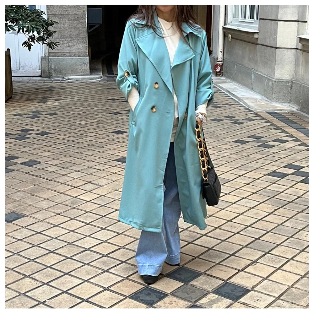 46 Made in France Fabulous Spring Belted Trench Coat jacket - Picture 4 of 7